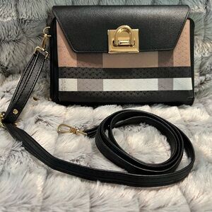 Elegant Black and Brown Crossbody Bag